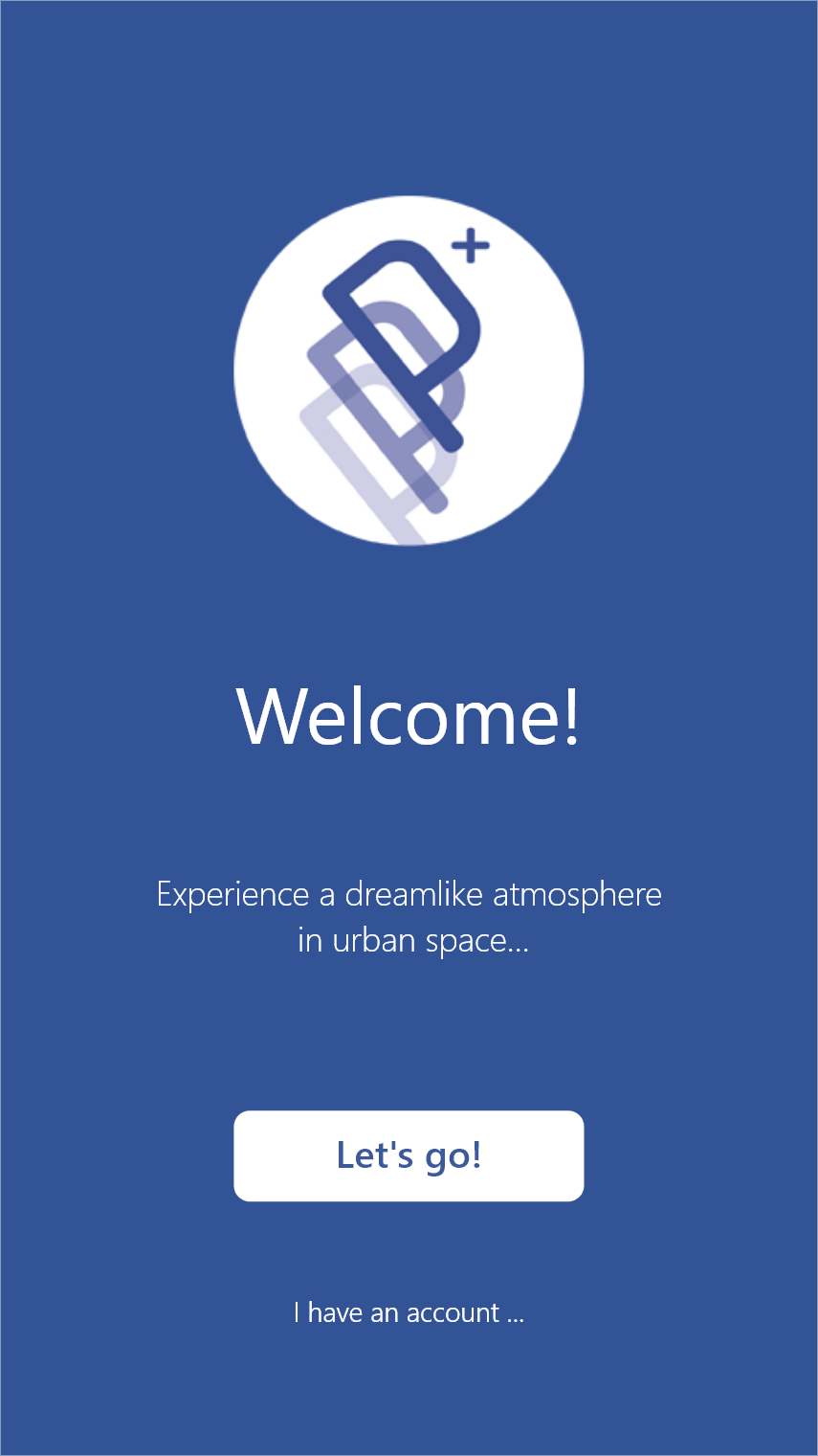 Application welcome screen