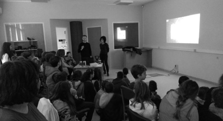 Anastasis Floros and Maria Nikoli during a presentation