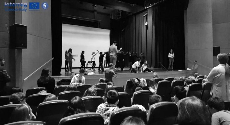 Children performing on stage